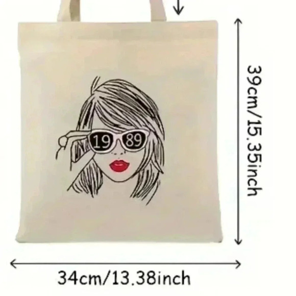 TAYLOR SWIFT Canvas Tote - with Stickers - Era's Tour 1989 Pop Music Swifty NEW - Picture 6 of 6